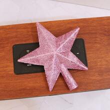 1pc Christmas Tree Topper Decoration (slightly Dusty), Pink Medium Size Five-pointed Star Shaped - Pink - View 8