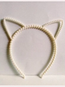 7pcs Kids New Cat Ear Headband Hair Hoop With Pearl & Candy Color For Festival Party