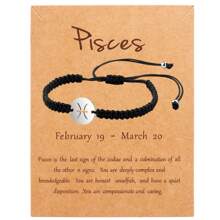 1pc Women's Handmade Woven Stainless Steel 12 Constellations Bracelet With Card For Birthday Gift - Black - View 20