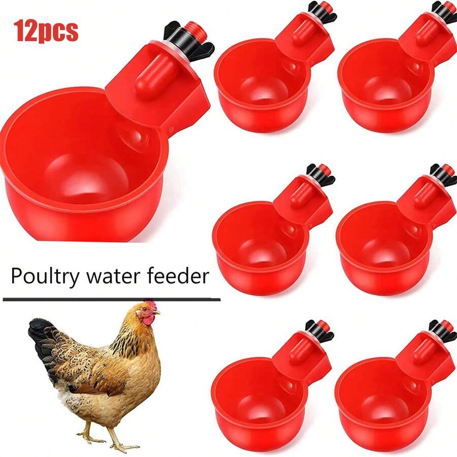 12 cái Đồng hồ tự động Gà Nước Núm vú Cúp , Nổi Gia cầm Máy Tưới nước , Dễ dàng để cài đặt , Thích hợp Đối với , Vịt , Và - Đỏ - Xem 1