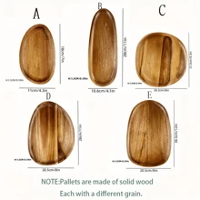 1pc Acacia Wood Dinner Plate Asymmetrical Oval Shape Wooden Tray For Restaurant,Kitchen,Christmas Gift