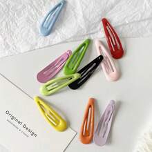 30pcs Random Color Cute Geometric Design 5cm Resin Drop Hair Clips Set, Retro, Fashionable, Simple, Daily Wearing, Gift, For Girls - Multicolor - View 4