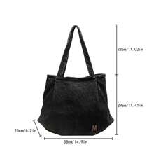 New Denim Women's Bag, Retro Casual Shoulder Underarm Bag, Canvas Large Capacity Tote Bag, Black - Black - View 9
