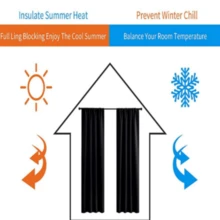 1pc Insulated And Thermal Solid Color Faux Silk Blackout Curtain - Black - View 8