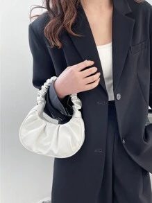 Mini Fashionable Solid Color Hand-Held Pleated Bag Multi-Purpose Women's Cloud Bag Handbags - White - View 3