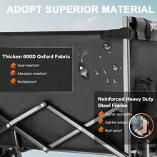 Debao Collapsible Wagon Cart Heavy Duty Foldable, Portable Folding Wagon with Ultra-Compact Design, Utility Grocery Wagon for Camping Sports Shopping, Black