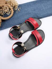 歐美風格女士加大尺碼開趾編織皮革涼鞋,黑紅配色,時尚休閒,適合夏日戶外活動 - 紅色 - 查看 6