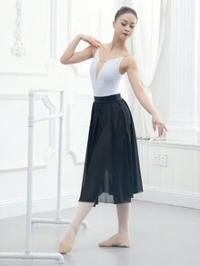 balletto 1pc Lettuce Edge Chiffon Ballet Skirt - Black - View 2