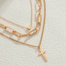 1件歐美風格復古多層項鍊,適用於女性 - 金色 - 查看 3