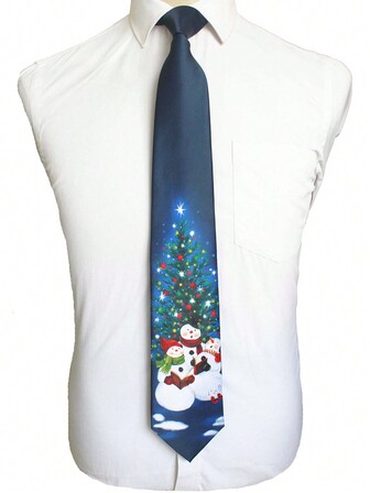 1pc Men's 3.5 Inch Christmas Tie, High-Quality Silk Blend, Fashion Necktie For Wedding, Party, Event