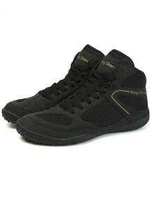 Men's Professional Boxing Shoes Wrestling Shoes, Autumn Indoor Breathable Sanda Combat Training Shoes, Fighting Boots - Black - View 2