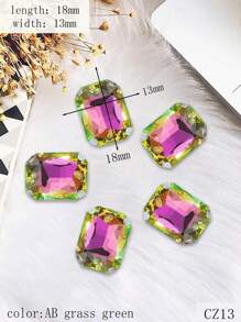 Cz13經典八角銀底爪鑽diy水晶鑲嵌手縫服飾配飾,袋鞋扣和婚紗修飾,長度:18mm/寬度:13mm