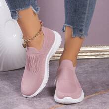 Của phụ nữ Giải trí Giày lười Giày thể thao Giày đế bằng - Hồng - Xem 3