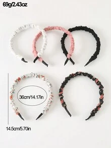 5入組女性簡約印花髮飾,秋季頭帶和髮夾