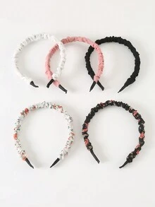 5入組女性簡約印花髮飾,秋季頭帶和髮夾