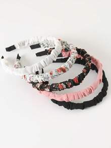 5入組女性簡約印花髮飾,秋季頭帶和髮夾