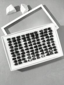 20入組時尚簡約的幾何造型戒指(隨機小尺寸4-7混合),圓形、橢圓形、矩形和正方形戒指套裝,黑色,適合日常配戴或送禮 - 黑色 - 查看 2