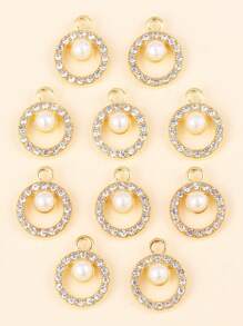 10入組時尚的東方門形鋅合金假珍珠和滿鑽diy珠寶配件
