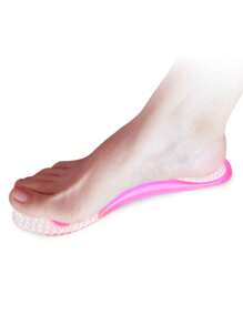 2pcs 二色七分墊pu高跟鞋加厚足弓支撐鞋墊透明女士扁平足心墊 - 粉色 - 查看 1