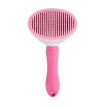 1pc Pet Hair Remover Comb, Automatic Shedding Grooming Tool For Cats And Dogs - Pink - View 1