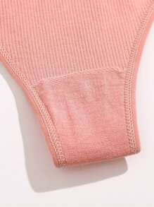 5入組女式無縫雙帶混織丁字褲 - 彩色 - 查看 8