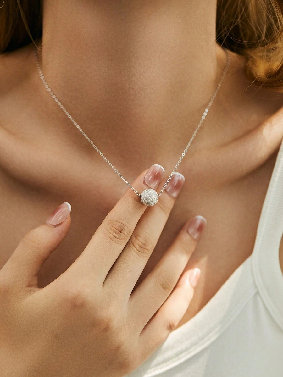 1入銀質925閃爍黃石珠子圓形吊墜項鍊,適合女性日常佩戴