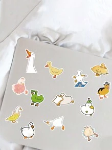 50pcs Cute Duck Cartoon Waterproof Stickers For Diy Use On Water Bottle, Laptop, Notebook, Suitcase, Etc.