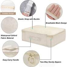 7pcs Ultimate Travel Organizer Set - Pack Smarter With Folding Wash Bag, Clothes Storage Bag, And Luggage Organizer - Khaki - View 7