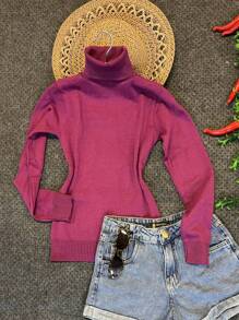 Women Knit Tops - Purple - View 3