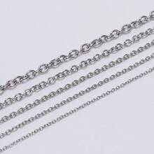 5m/Pack 1.2mm-3mm Stainless Steel Round Cross Chain For Diy Jewelry Making, Necklace Bracelet Chain - Rhodium - View 7