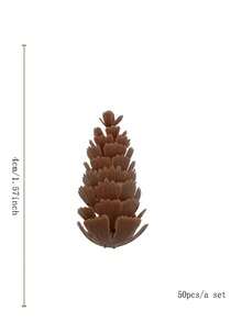 50pcs Artificial Pine Cones For Home, Wedding, Garden, Restaurant, Party Decoration - Coffee Brown - View 3