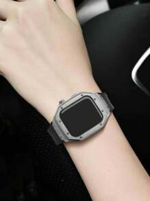 Zinc Alloy Modified Party Fashion Watch Case TPU Strap Protective Cover Integrated, Compatible With Apple Watch 8 S7 5 Ultra S8 SE6