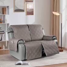 1/2/3 Seat Waterproof Recliner Sofa Cover, Non Slip Recliner Chair Covers, Washable Reclining Couch Cover Outdoor Cushion Covers Garden Furniture Protector With Elastic Straps Pocket For Pets, Cats, Dogs Khaki - 卡其色 - 查看 3