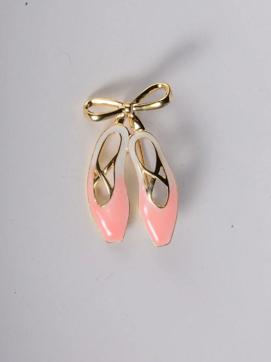 1個獨特而可愛的卡通芭蕾舞鞋搪瓷多彩配件胸針,適用於洋裝,襯衫