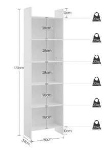 HEXCELEN Bookshelf, Shelf, Standing Shelf, Office Shelf, With 6 Compartments, Open, For Living Room, Study, Office, As A Room Divider - 白色 - 查看 8