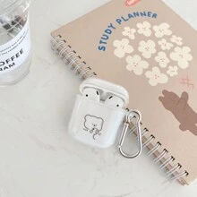 Ốp bảo vệ tai nghe trong suốt in hình gấu, tương thích với 2/3/Pro/Pro2/Pro3, 4 ngăn bảo vệ. - Trong sáng - Xem 2