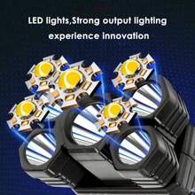 2 Faro De Alto Brillo Con Luz Led De Avión De Cinco Cabezas, Carga Usb, Resistente Al Agua, Uso Cómodo Para Trabajo Nocturno Al Aire Libre, Recolección De Setas - Azul - Ver 5