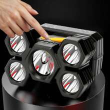 2 Faro De Alto Brillo Con Luz Led De Avión De Cinco Cabezas, Carga Usb, Resistente Al Agua, Uso Cómodo Para Trabajo Nocturno Al Aire Libre, Recolección De Setas - Azul - Ver 3