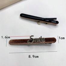 1入全新咖啡色麂皮鱷魚夾，時尚高端女士髮飾，可固定劉海或側邊瀏海，而不留下任何痕跡 - 咖啡 - 查看 4