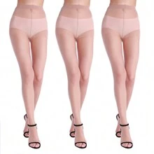 3 Pairs 20D Toeless Pantyhose Tights For Women  Open Toe Pantyhose Ladies - Beige - View 1
