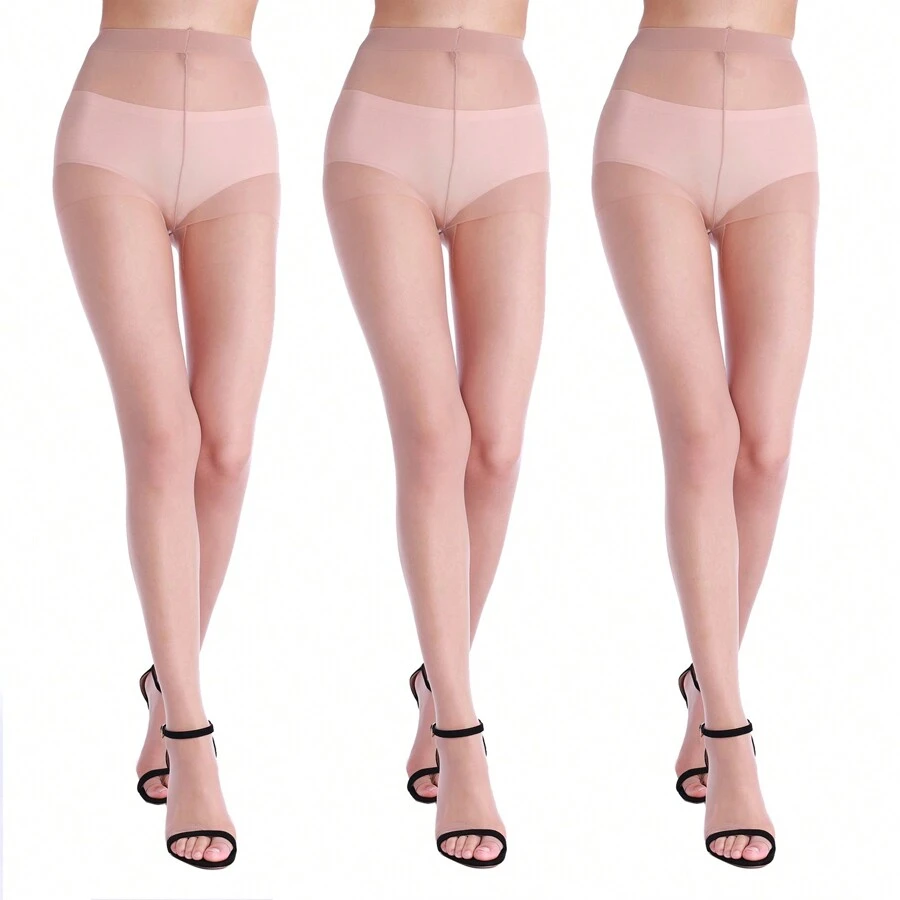 3 Pairs 20D Toeless Pantyhose Tights For Women  Open Toe Pantyhose Ladies - Beige - View 1