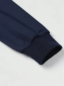 男士新款运动休闲运动衫套装，2 件套服装包括运动衫夹克和裤子，适合秋冬季 - 藍色 - 查看 3