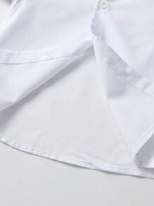 Young Boy White Long Sleeve Shirt With Front Button Closure And Turn-Down Collar, Suitable For School, Activities And Festivals - White - View 2