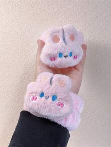 2pcs/Set Women's Cartoon Plush Animal Wristband Hair Ties For Daily Life, Commuting, Moisture Prevention - Pink - View 1