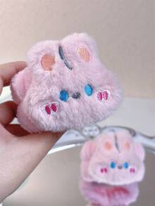 2pcs/Set Women's Cartoon Plush Animal Wristband Hair Ties For Daily Life, Commuting, Moisture Prevention - Pink - View 6