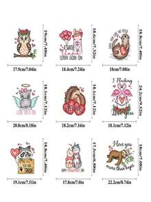 9pcs Valentine's Day Cartoon Animal Static Cling Window Stickers - Multicolor - View 5
