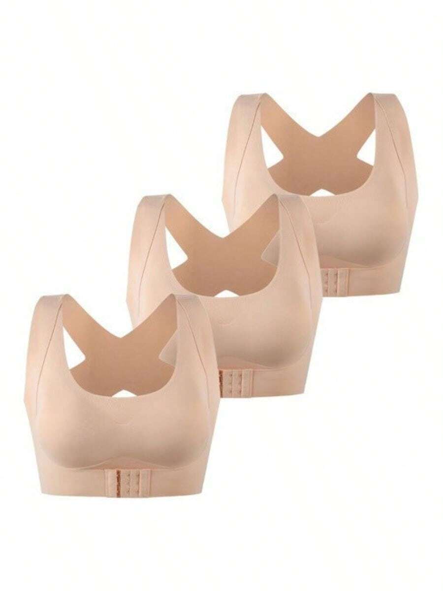Sujetador corrector postural sin aros de 3 piezas - Beis - Ver 1