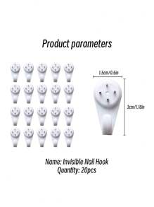20入組不留痕跡的掛鉤,適用於掛畫框、牆藝品等 - 白色 - 查看 6