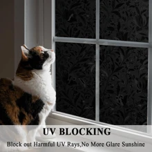 1卷,1m / 2m / 3m / 5m霧面玻璃膜貼紙,具有靜電和無粘性,3d雷射鬱金香設計,非常適合浴室,辦公室,防窺,可以保護隱私,半透明,不透明的玻璃貼紙 - 黑色 - 查看 5