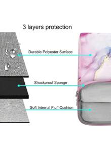 MOSISO Laptop Shoulder Bag Compatible With MacBook Air 13 15 Inch 17 17.3 Inch Dell HP Acer Samsung Chromebook Computer Polyester Briefcase Sleeve With Belt Marble - 16inch - View 3